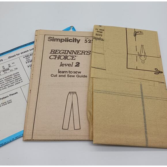 Simplicity 5228 Size 14 28" Waist For Stretch Knits 1980s Pull On Pant Pattern - Picture 2 of 3